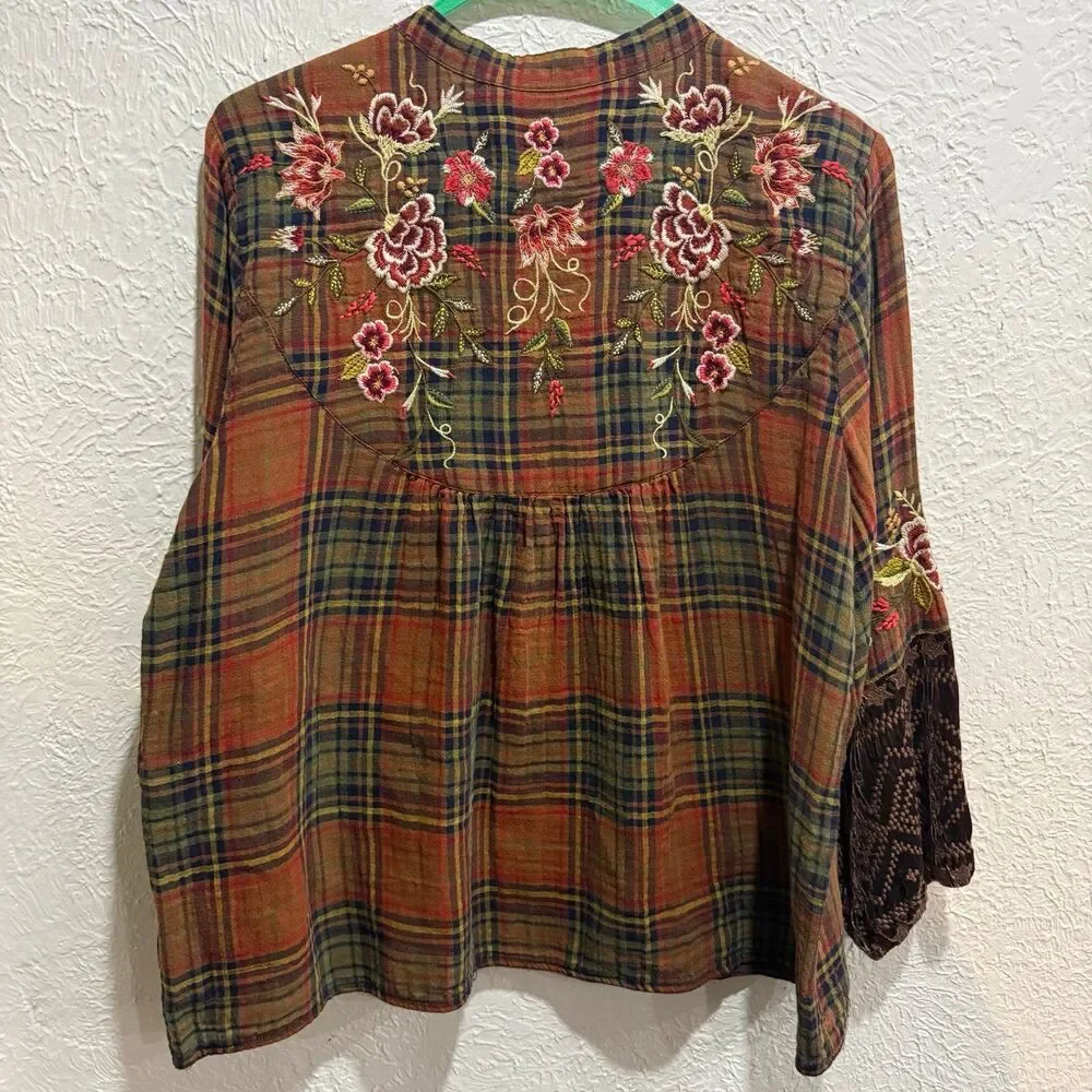 Johnny Was Workshop Embroidered Flannel large